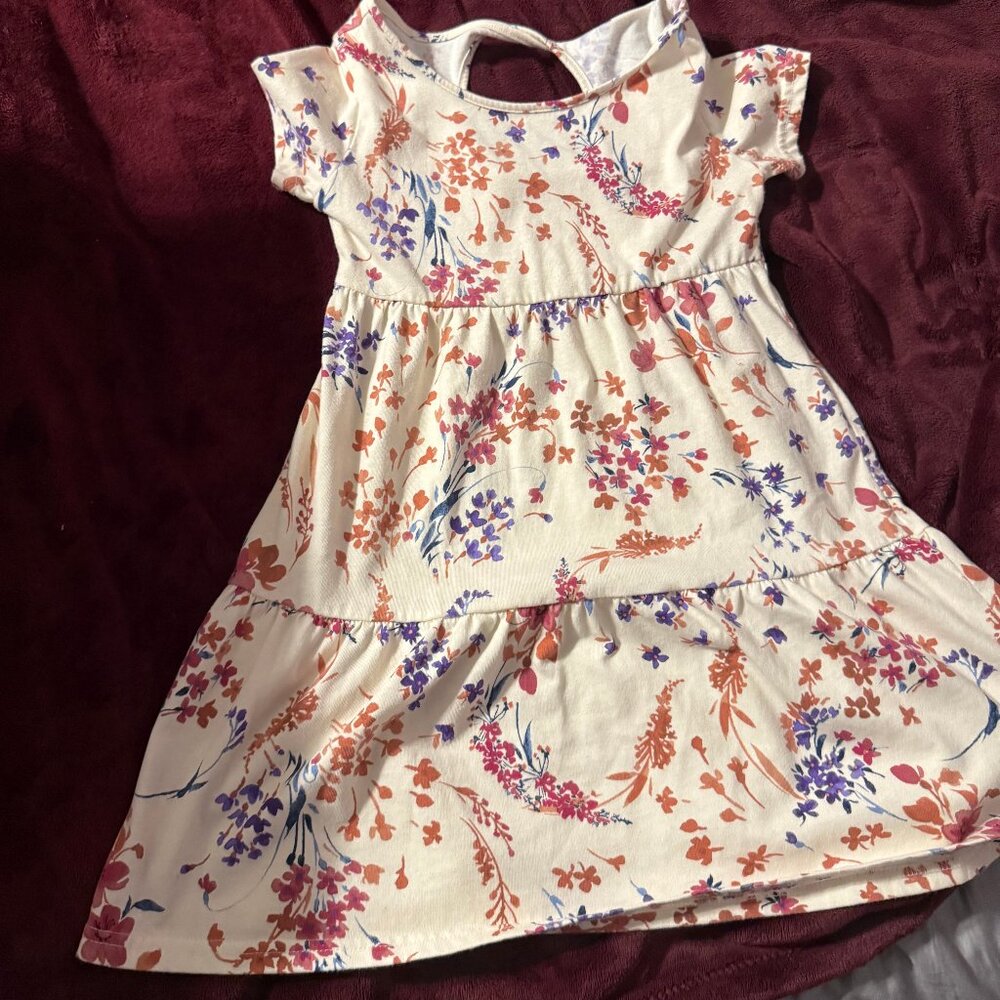 Girls M Floral Twist Back Tiered Dress